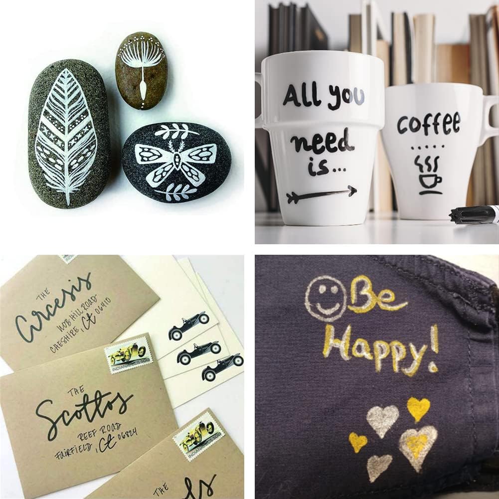 Overseas Permanent Paint Markers Pens - 3 Pack Red Oil Based Paint Pens, Medium Tip, Quick Drying and Waterproof Marker Pen for Metal, Rock, Wood, Fabric, Plastic, Canvas, Mugs, Stone, Glass