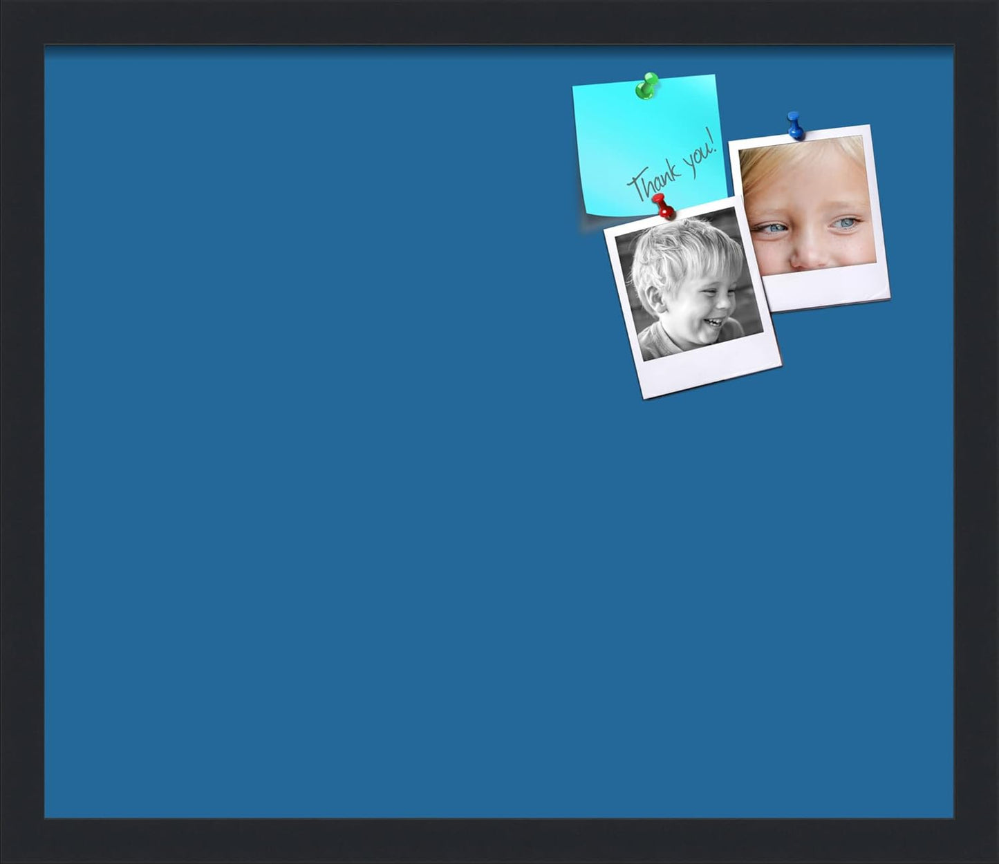 PinPix 20x17 Inch Cork Bulletin Board. This Decorative Framed Pin Board Comes with Navy Pastel Design and a Satin Black Frame. Ideal for Home Office Decor or Message Board (PinPix-1811)