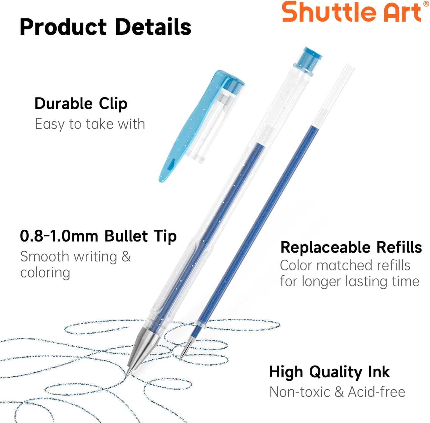 Shuttle Art 360 Pack Gel Pens Set, 180 Colors Gel Pen Set Plus 180 Color Refills Perfect for Adult Coloring Books Doodling Drawing Art Markers