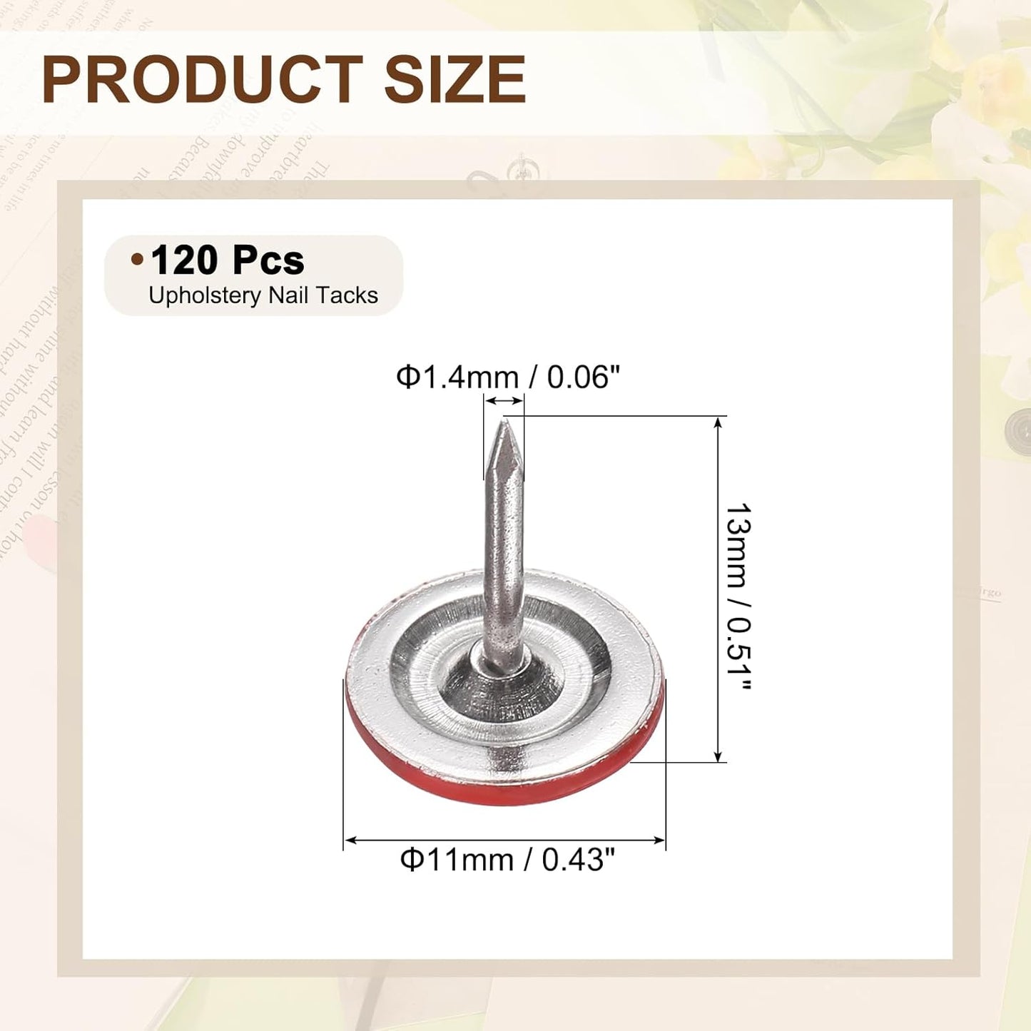 uxcell 120Pcs Push Pins, 11mmx10mm Round Flat Head Decorative Thumb Tacks Upholstery Tacks for Cork Board Office Wall Hangings, Red