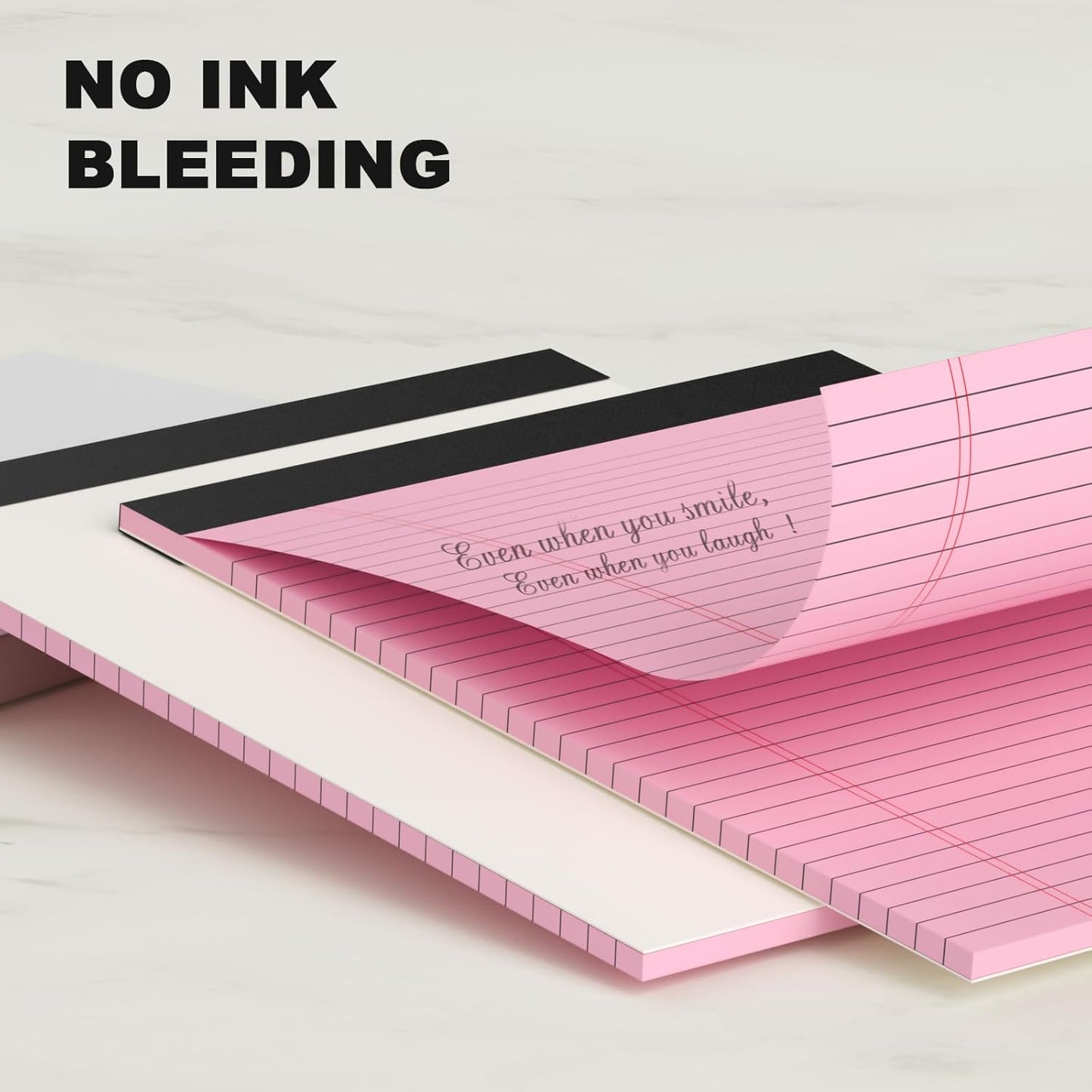 Pink Legal Pad Note Pads 8.5 x 11 inch, Wide Ruled Clear Print Writing Pads 30 Sheets/Pad, 20lb Colored Paper, Perforated Notepad with Sturdy Back (3 Pads Pink)