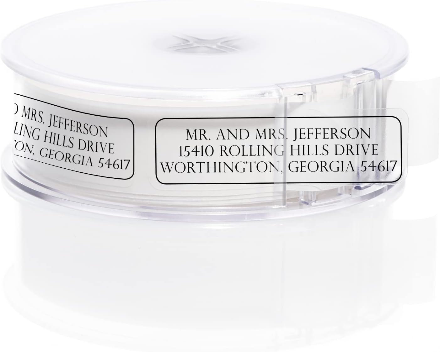 Clear Outline Rolled Address Labels / 500 Personalized Return Address Labels/Designer Address Stickers in Elegant Plastic Dispenser