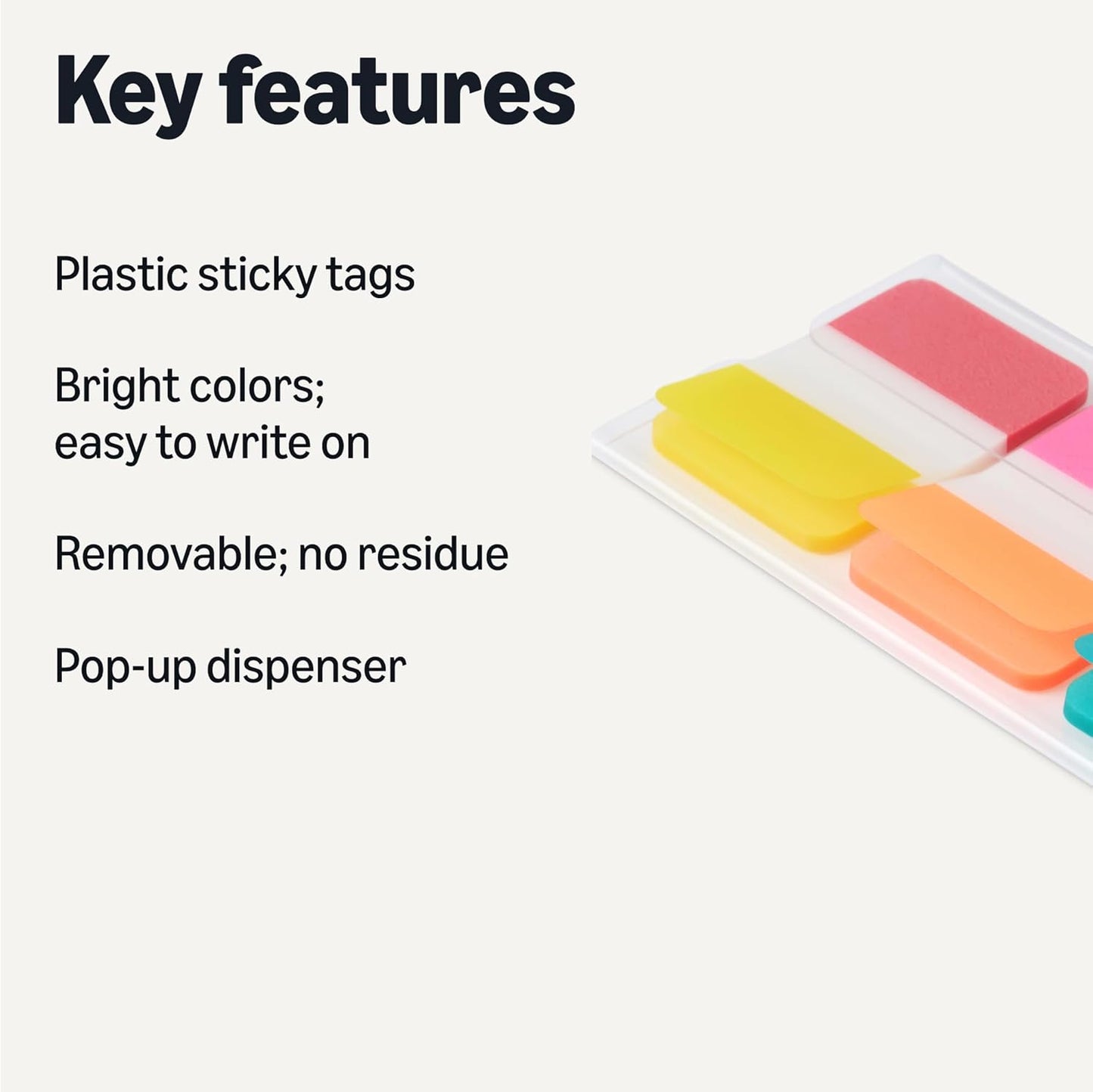 Amazon Basics Rectangular Tabs, 1 inch in Wide, 480 Pieces, Assorted Colors, 8 Dispensers/Pack