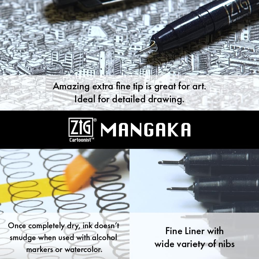 Kuretake Zig Inktober pen set, for Illustration, Manga Drawing, Lettering and Calligraphy, Professional Artist, Made in Japan (Special 24(6pcs.))