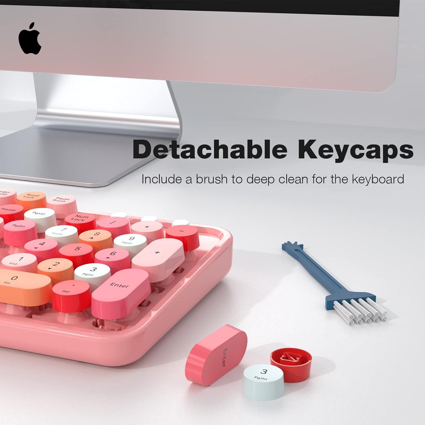 MOFII Wireless Keyboard and Mouse Combo, Full Size Typewriter Keyboard with Multi-Media Function Keys and Number Pad for Office PC Computer Laptop Desktop Windows (Pink Colorful)