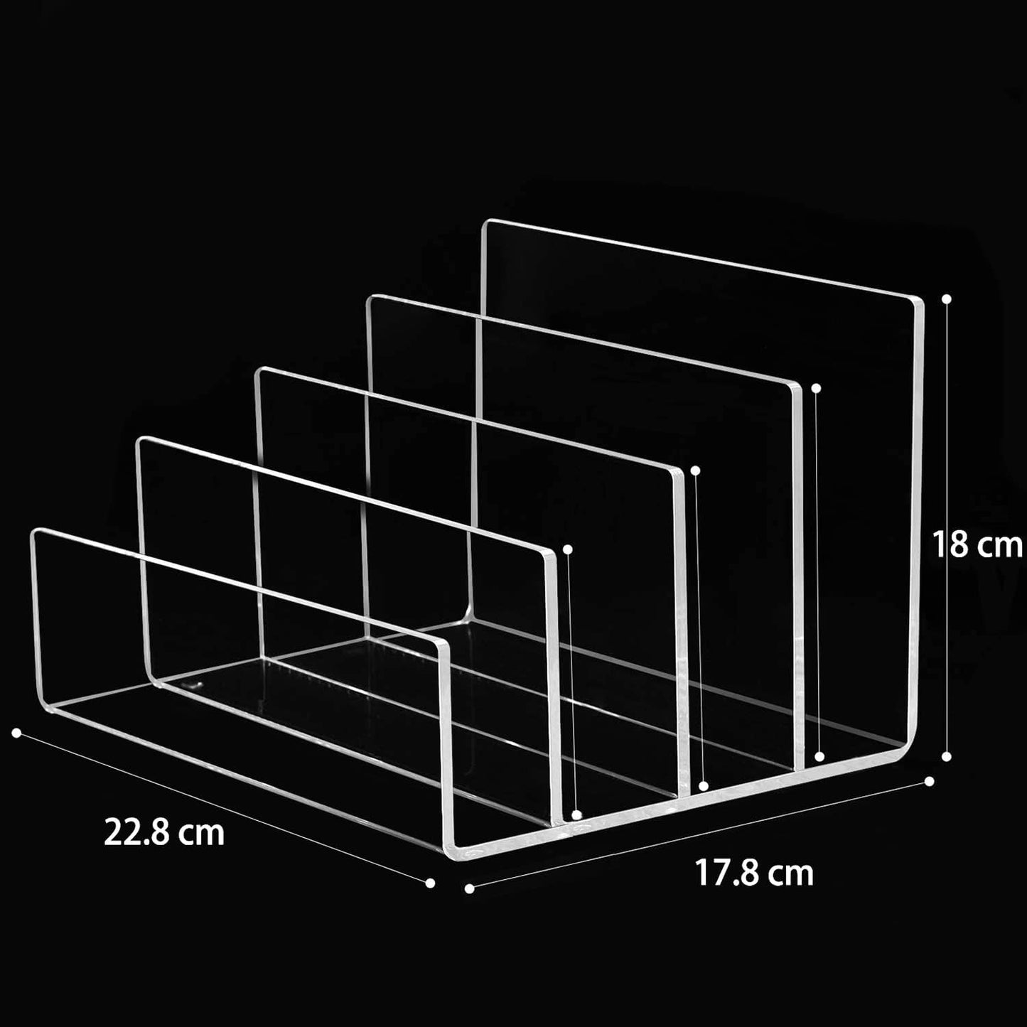 Acrylic File Organizer, 4Sections Clear Desk Organizer for Home Office, Desktop File Folder, Acrylic Mail Organizer Countertop for Notebook, Document and Paper, Clear File Holder,1Pcs