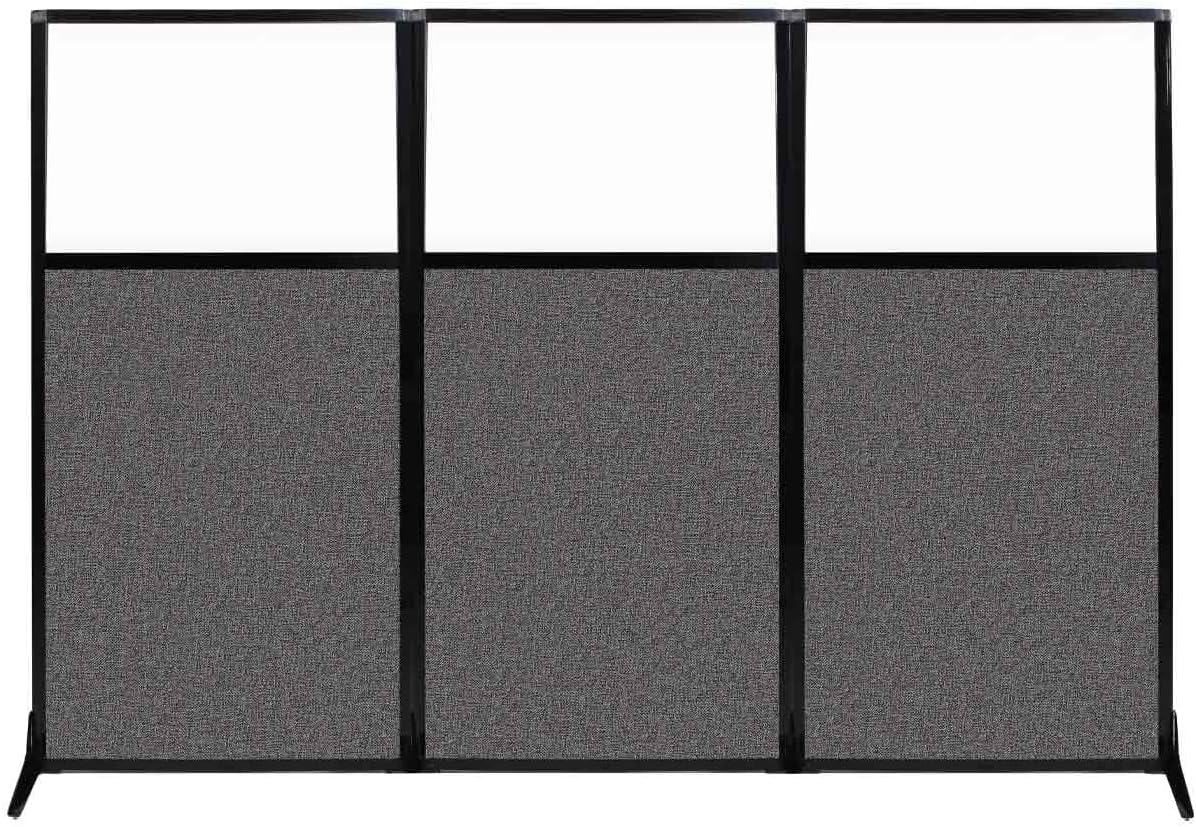 Versare Workstation Partition | Portable Wall Divider | Modern Office Cubicle | Free Standing Privacy Screen | Flexible Work Space | 99" x 70" W/Window, Charcoal Gray Fabric Panels