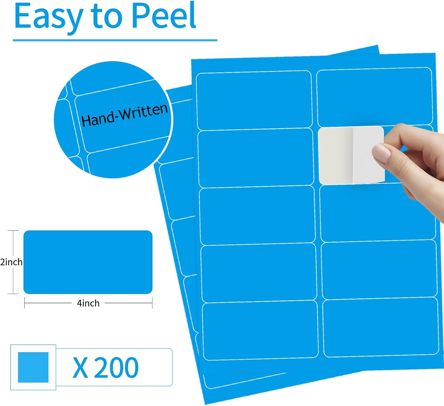 Shipping Labels Stickers, 2"×4" Printable Mailing Label for Laser/Inkjet Printing- Matte Blue, Permanent Adhesive Labels Stickers