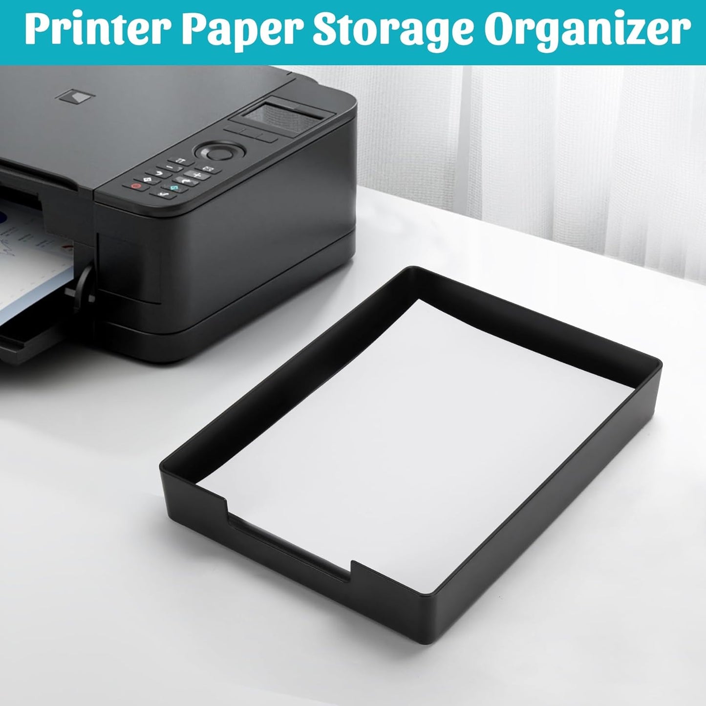 Letter-Size Tray Desk Letter Tray Paper Tray, Sturdy Heavy-Duty Plastic Printer Paper Tray, Single-Tier Stackable File Storage Organizer for Office Home (1, Black)