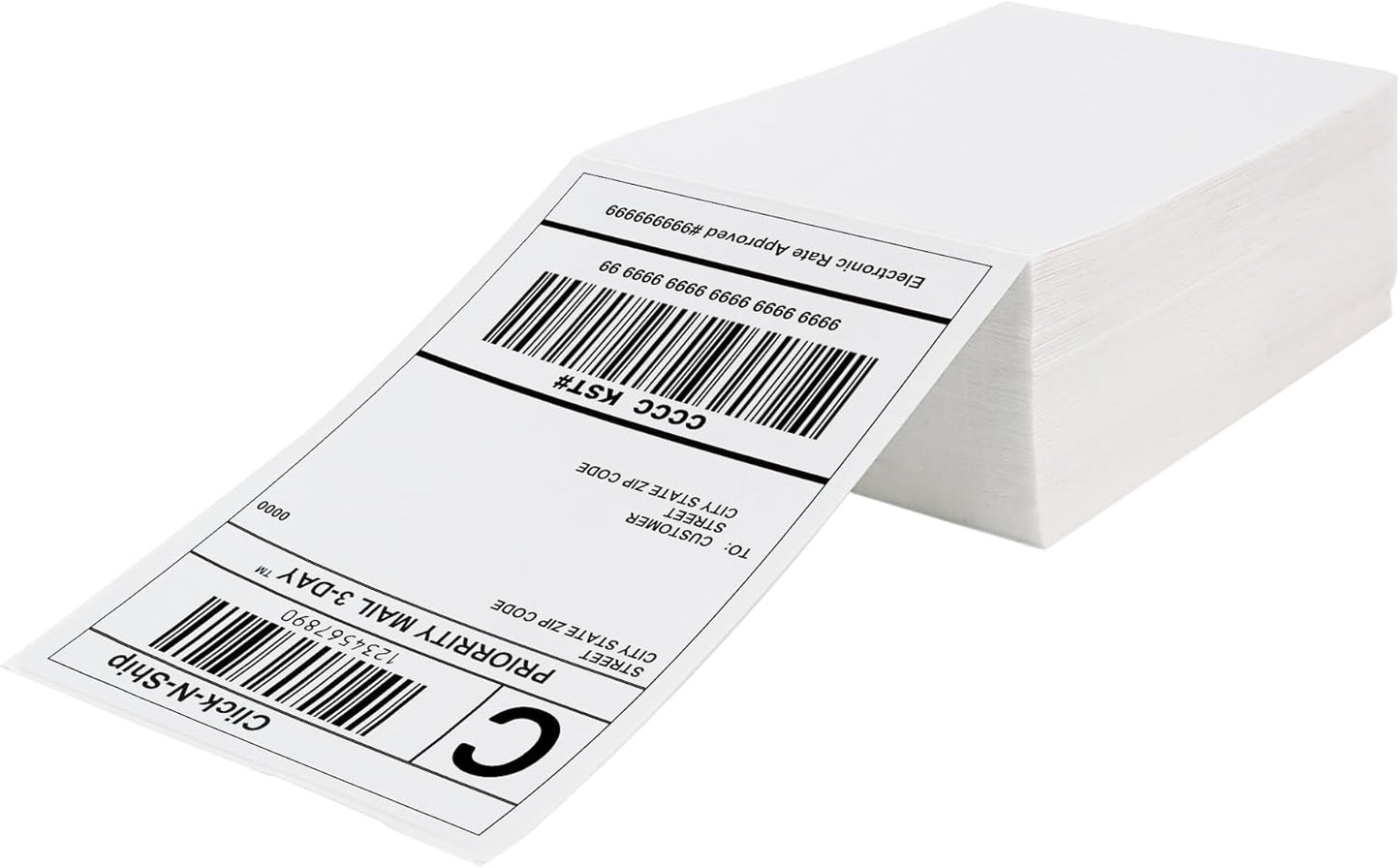 Fanfold 4'' x 6'' Direct Thermal Shipping Labels 300 Labels/Stack Compatible with Zebra Rollo Beeprt Printer Ultra Adhesive