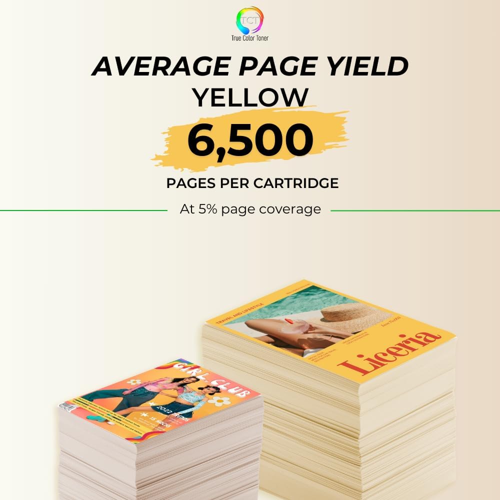 TCT TN810 Yellow Toner Cartridge - Compatible Replacement for Brother TN810 TN-810 Yellow Works with Brother HL‐L9410CDN L9430CDN EX470W MFC‐L9610CDN L9630CDN Printers (6,500 Pages)