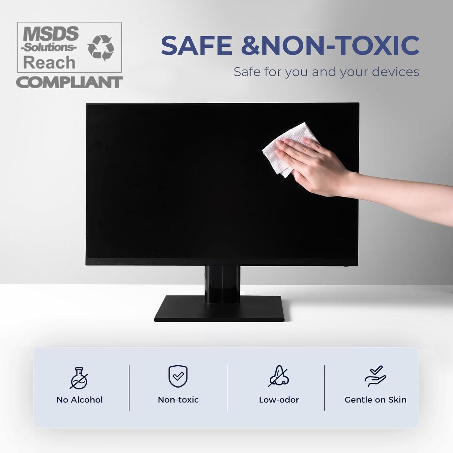 WELKIN 80 Electronics Cleaning Wipes - Non Toxic Screen Cleaner, Streak Free Touchscreen Cleaning for All Phones, Laptop, Computer, TV and Car，1 X Microfiber Cloth Included