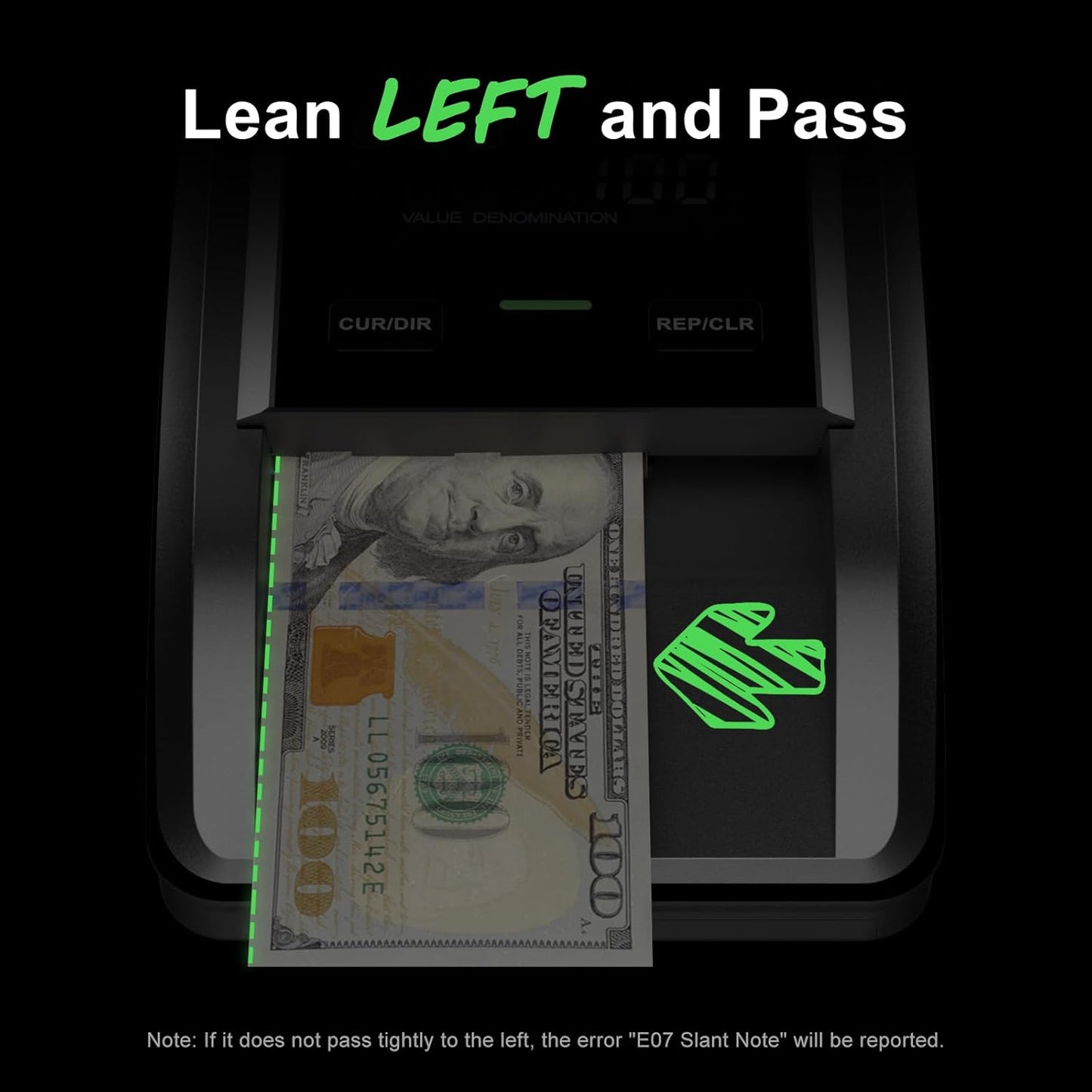 Aneken AL-139 Counterfeit Bill Detector with 2.8" Digital Screen, Total Value & Add Function, 4-Way Orientation & Traceable Records Counterfeit Money Detector, Compatible with USD/EUR/GBP/MEX