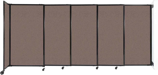 Wall-Mounted Sliding StraightWall Room Divider | Adjustable Widths | Locking Wheels | Room Separator | Up to 11'3" Wide x 5' Tall Latte Fabric Panels