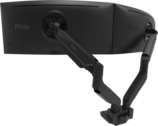 Pixio PS2D Ultrawide Heavy-Duty Premium Dual Monitor Arm Stand Desk Mount - Fits up to 35 inches Two Monitors, Weights up to 33 lbs Each, Height Adjustable, Compatible with VESA 75x75mm 100x100mm