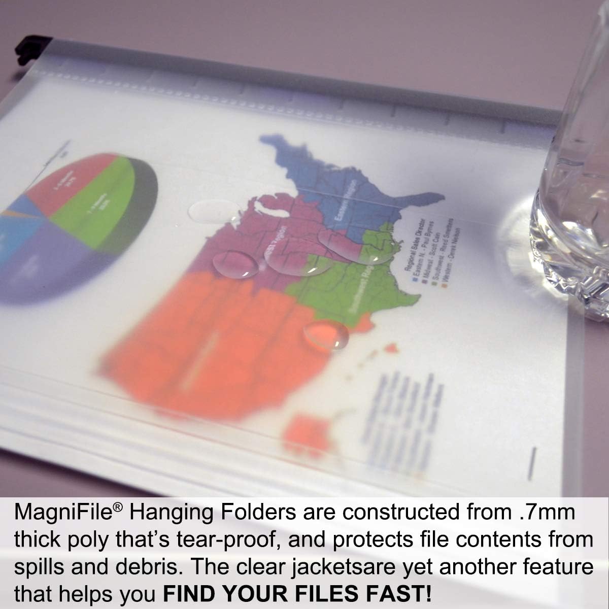 Ultimate Office MagniFile Hanging File Folders V- Bottom Letter Size with 11 inch Magnified Indexes That Double The Size of Your File Titles to Find Files Fast. (Set of 20 Frost)