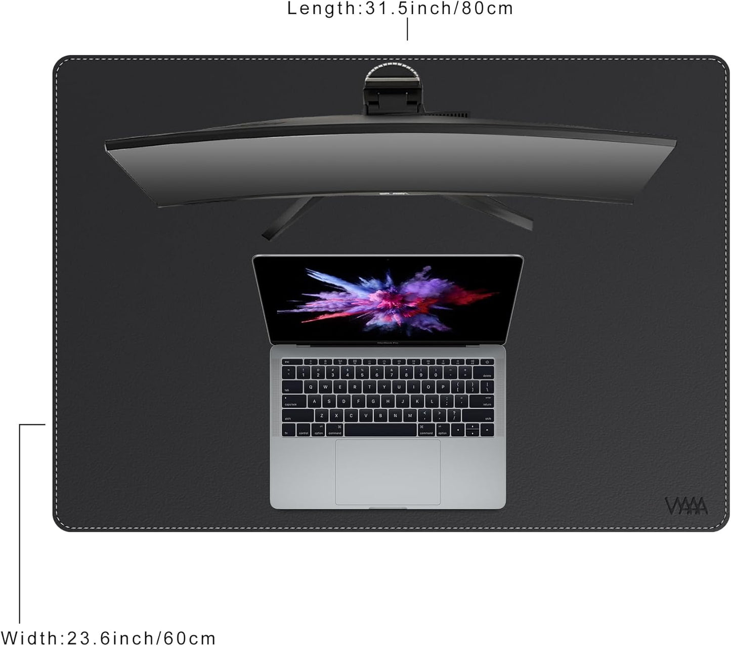 Vyaaa PU Leather Desk Mat, 31.4"×23.6" Office Desk pad, Large Mouse Pad, Desktop Protector for Desk, Multifunctional Keyboard Mouse Pad for Home or Office (Black)