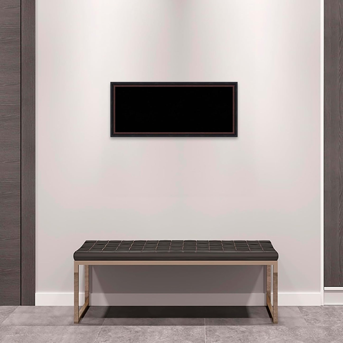 Amanti Art Black Cork Board for Wall, 14x32 Vision Board with Black Wood Frame, Medium Corkboard Office Decor for Home Organization, Casual Corkboard Pinboard to Display Items for Home Organization