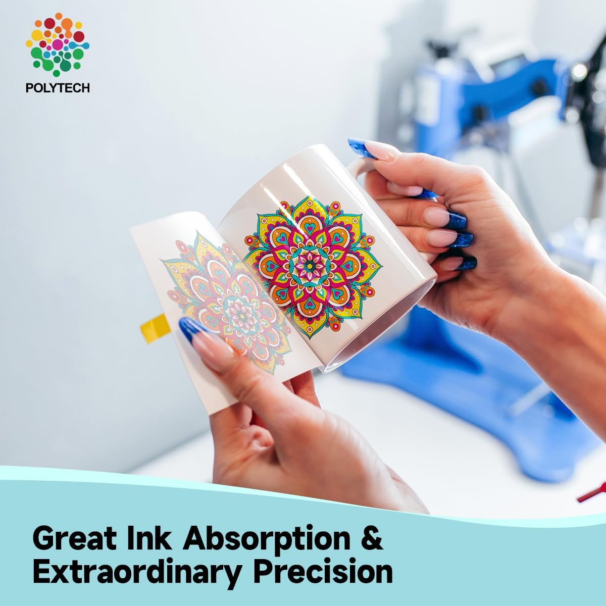 Polytech Sublimation Paper, 8.5x11, 100 Sheets, Heat Transfer Paper for All Sublimiation Blanks, For All Sublimation Printer and Ink, For Tumblers, Magnet Blanks, Ceramic Ornaments, Light T-Shirt,125G