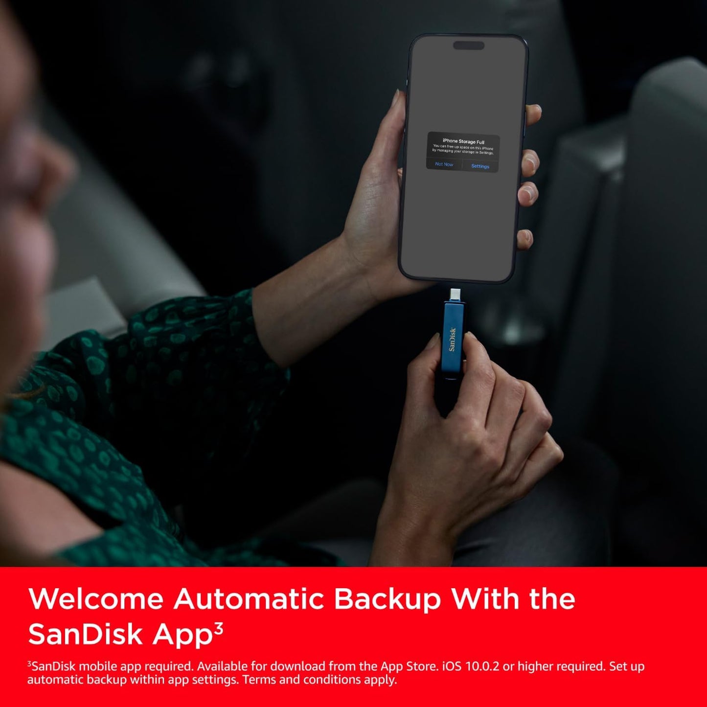SanDisk 128GB Phone Drive for iPhone- Works with iPhone 15 and Newer (USB-C Connector) and iPhone 14 and Older (Lightning Connector), Metallic Sky - SDIXD0N-128G-GN6N