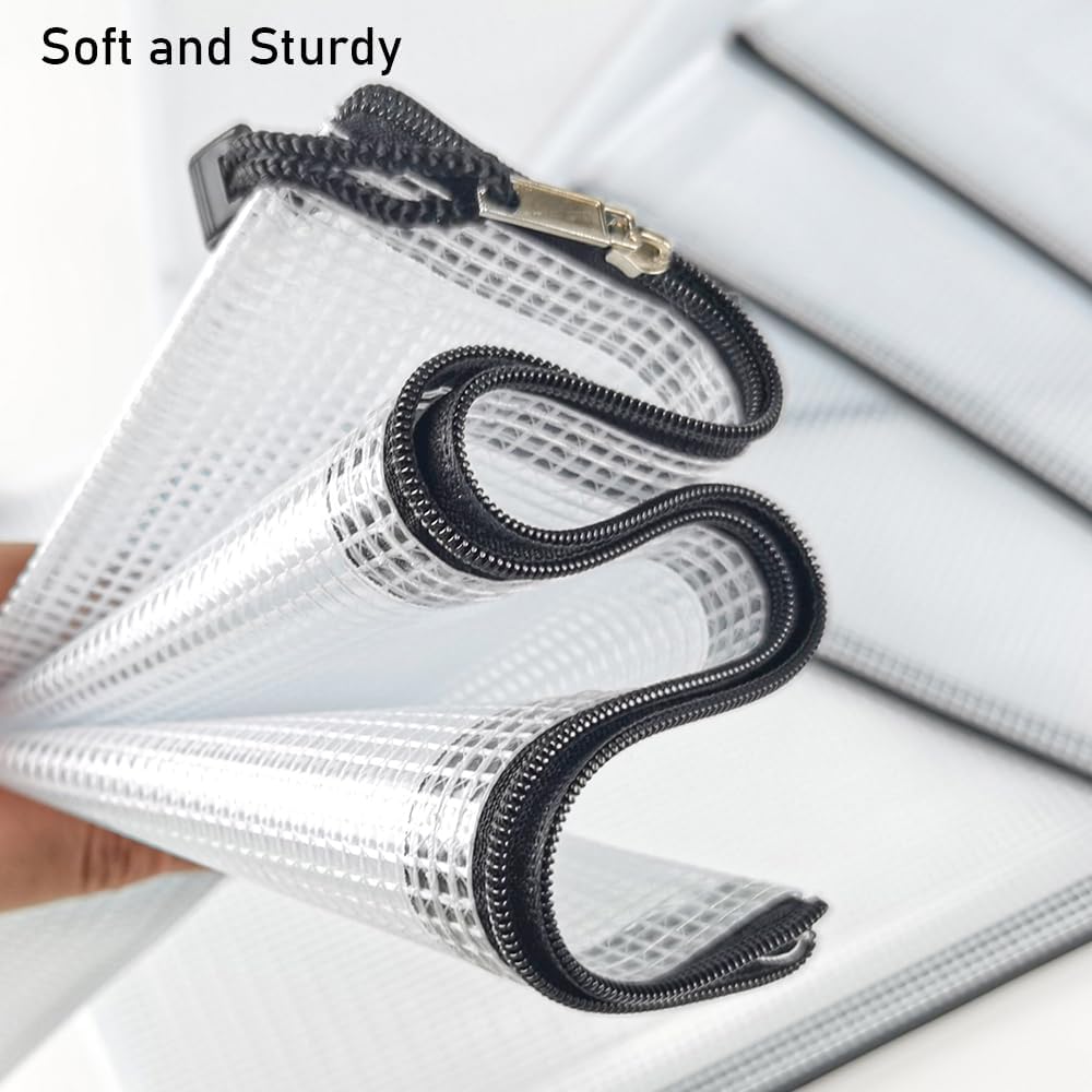 D-KINGCHY 24Pcs Zipper Storage Bags, Plastic Mesh Zippered Pouch for Organization, Waterproof Versatile Bags for Office Supplies School Travel