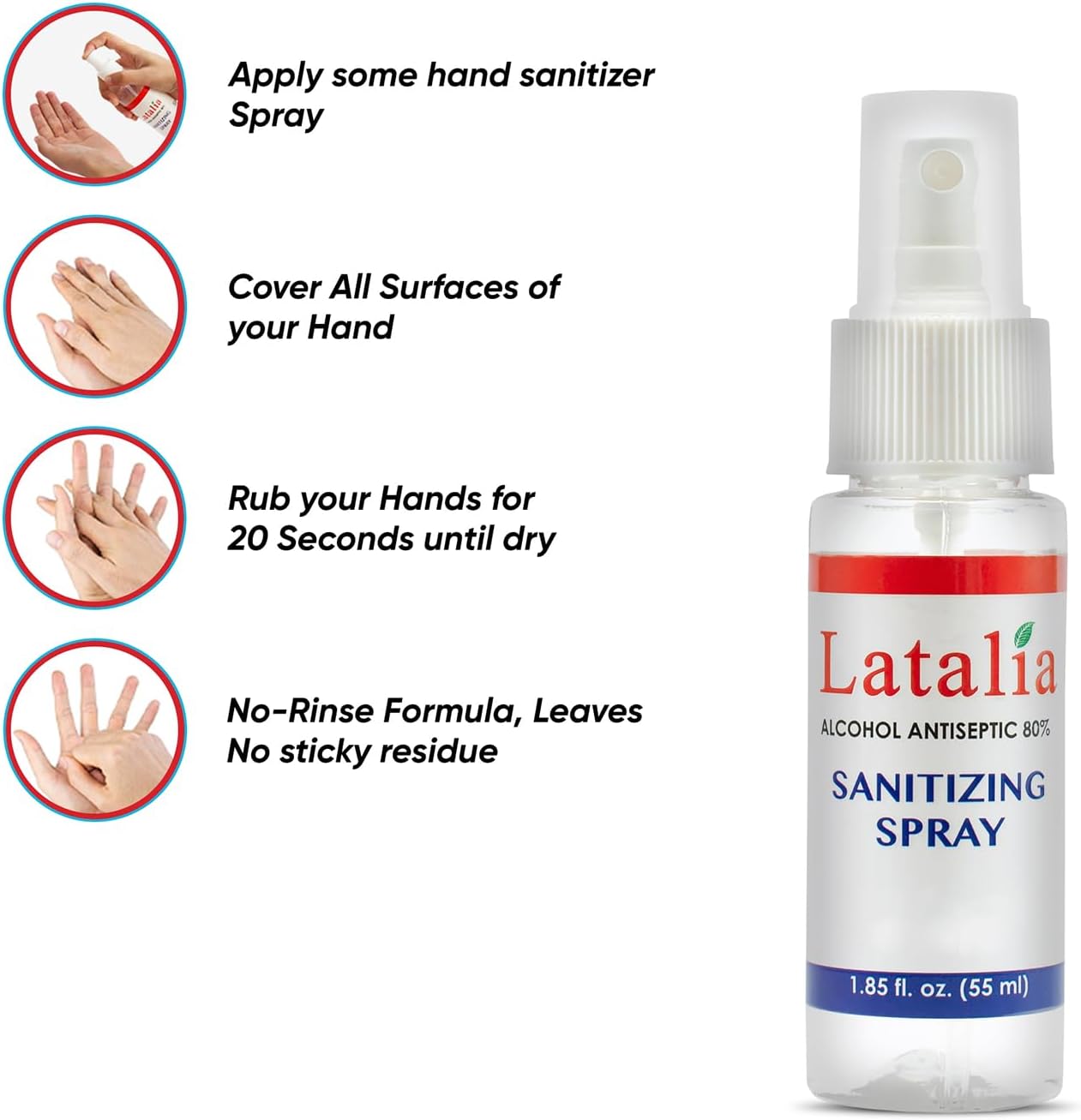 Hand Sanitizer Spray - Pack of 48 Unscented Spray Hand Sanitizer for Hands (1.85 fl. oz & 55 ml)