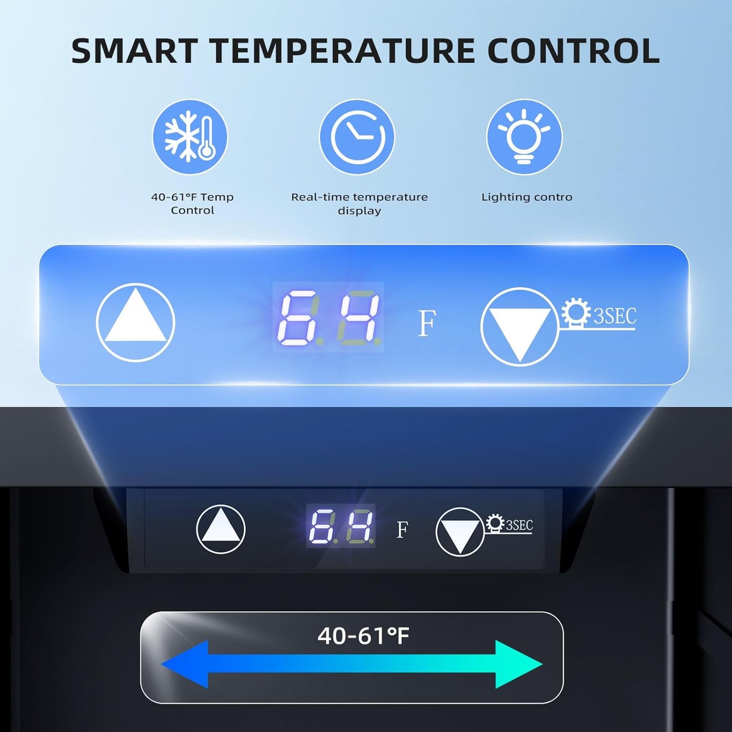 Antarctic Star 18L Beverage Refrigerator Cooler 24Can, Mini Fridge with Quiet Compressor, LED Light,Freestanding Small Fridge with Electronic Temperature Control for Home and Bar(40-61 ℉)