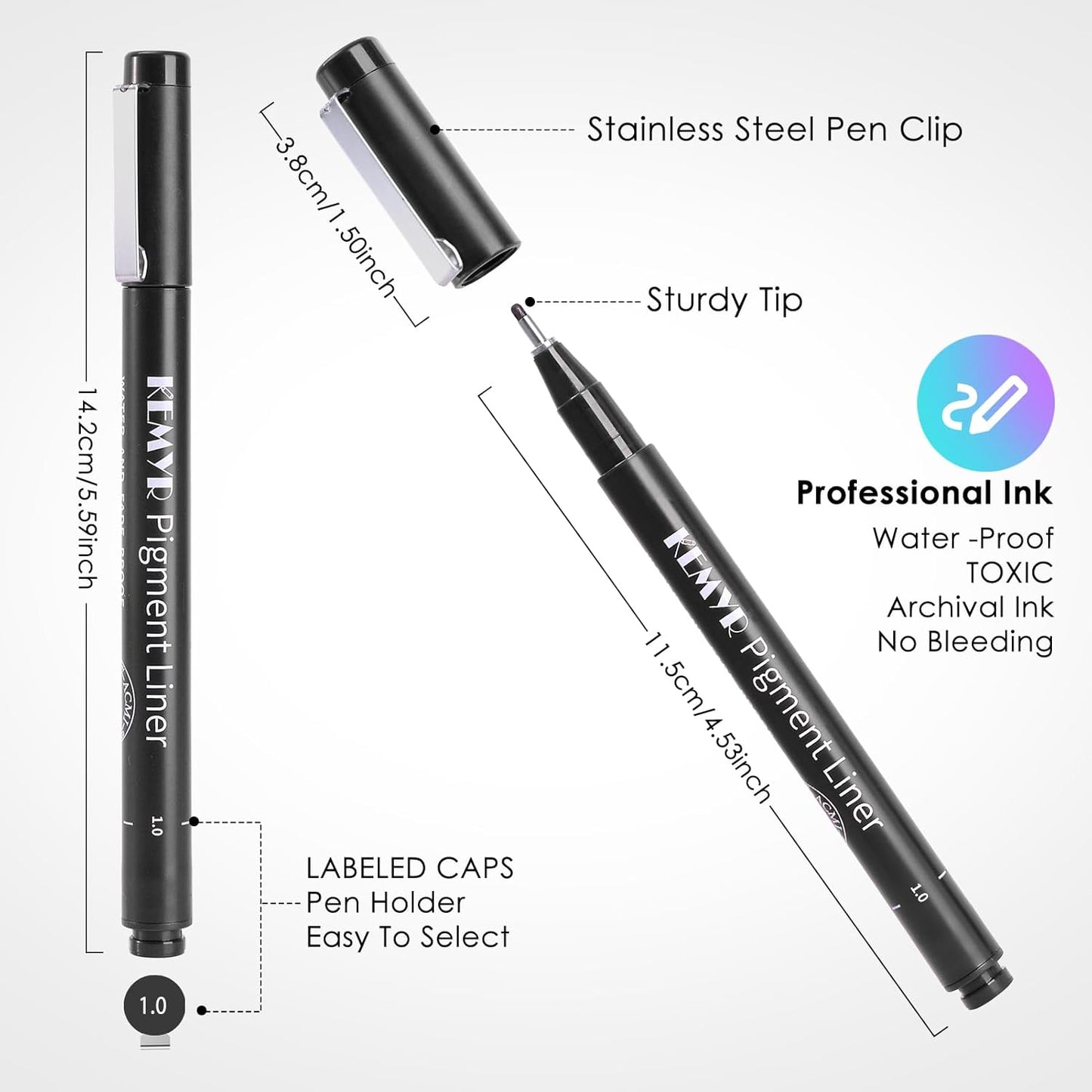 4 Micro Fine liner Drawing Art Pens Calligraphy Pens: 1.0mm Size Black Art supplies Waterproof Archival Black Ink Markers For Artists,Use for Professional Watercolor,Sketching