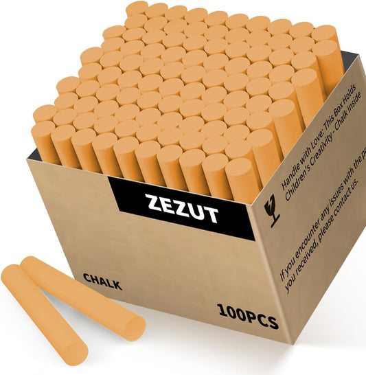 Orange Chalk 100PCS, Low Dust Chalks Stick Bulk for Chalkboard Blackboard Non-Toxic