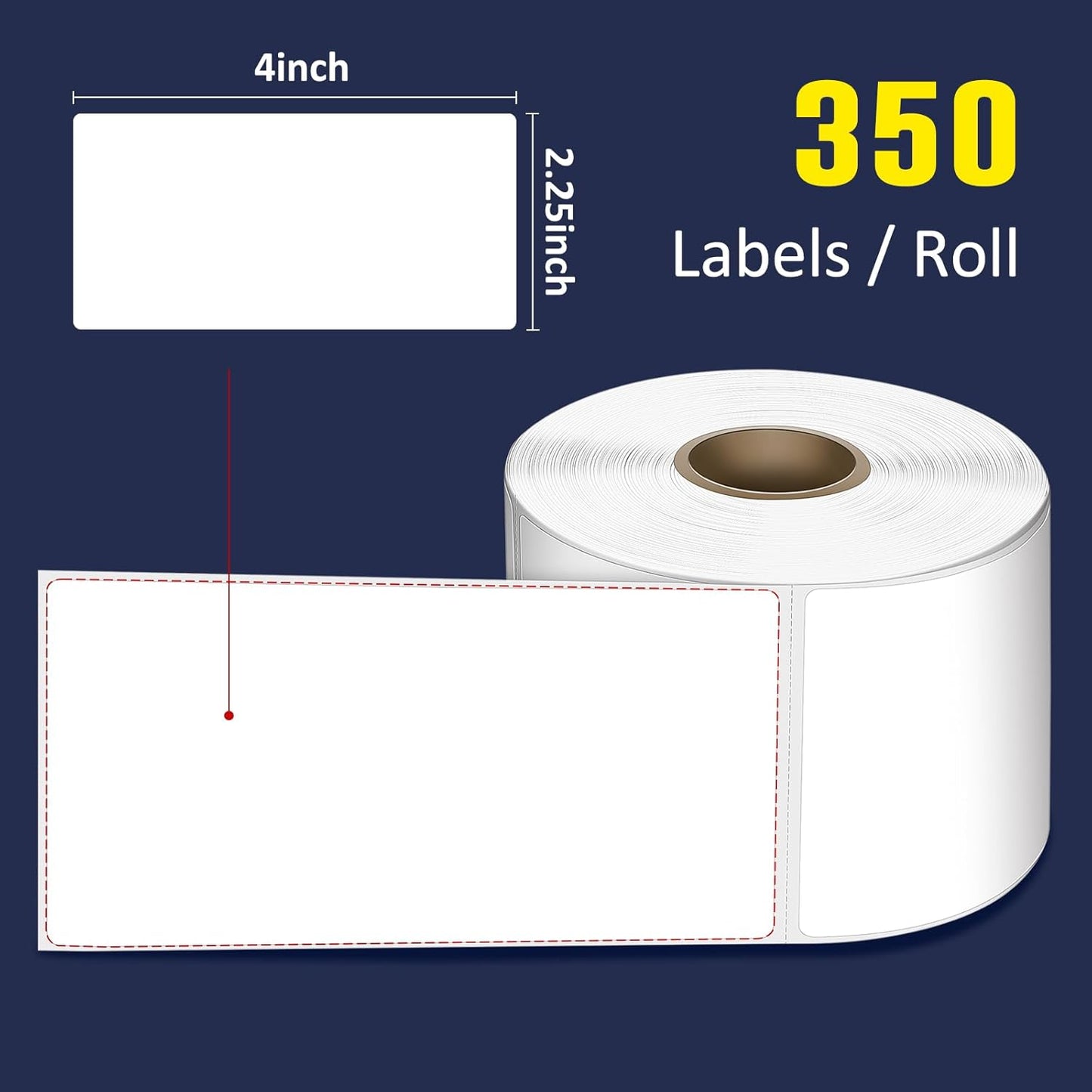 L LIKED 2.25" x 4" Direct Thermal Label, Permanent Adhesive Shipping Postage Labels & Compatible with Rollo, Zebra and Other Desktop Printers (12 Roll, 4200 Labels)