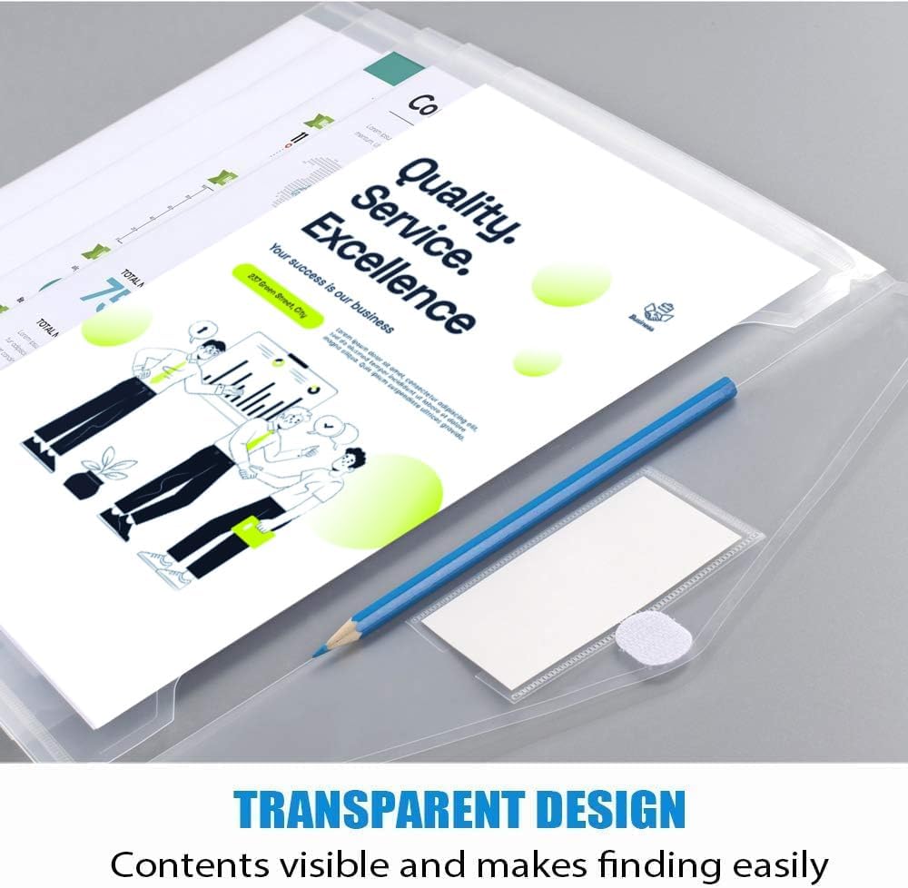 Sooez 50 Pack Plastic Envelopes File Folders, Clear