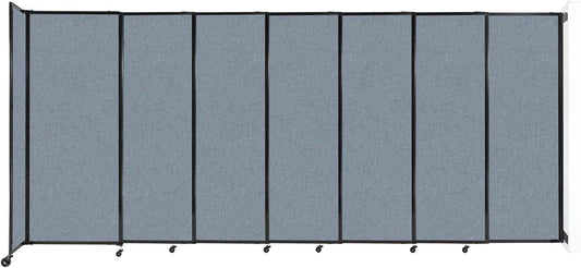 Wall-Mounted Sliding StraightWall Room Divider | Adjustable Widths | Locking Wheels | Room Separator | Up to 15'6" Wide x 6'10" Tall Powder Blue Fabric Panels