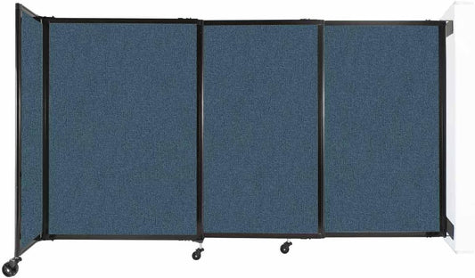 Wall-Mounted Sliding StraightWall Room Divider | Adjustable Widths | Locking Wheels | Room Separator | Up to 7'2" Wide x 4' Tall Caribbean Fabric Panels