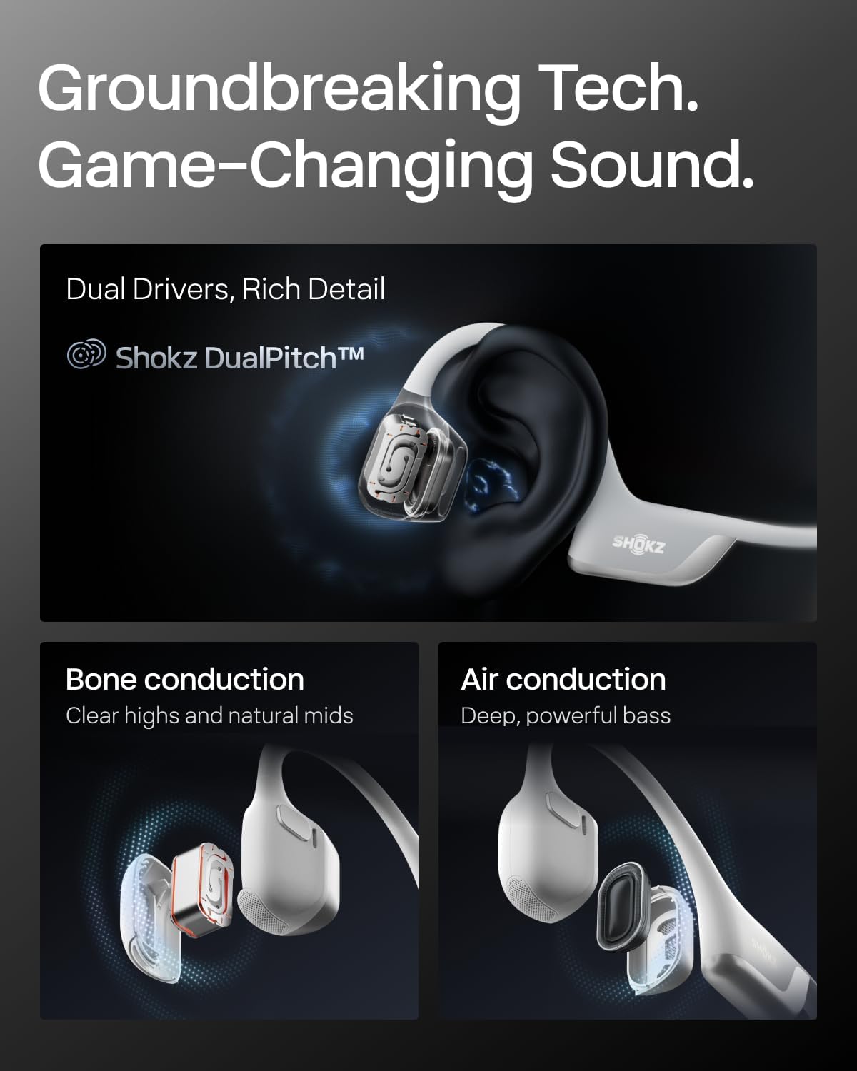 SHOKZ New OpenRun Pro 2 - Open-Ear, Bone Conduction Sport Headphones - with Reflective Strip - Sweat Resistant, Workout Headphones - Secure, Wireless, Comfortable Fit-Deep Bass and Smart Mic App