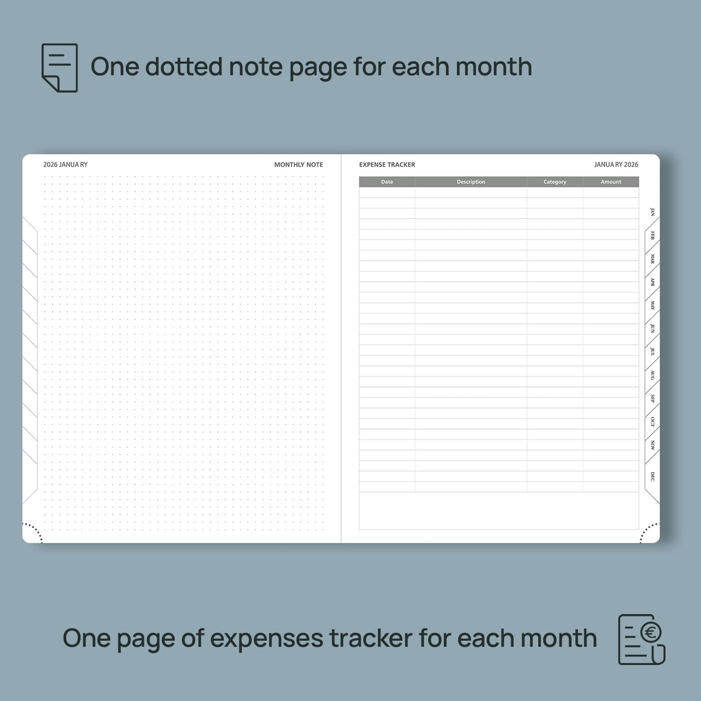 POPRUN Monthly Planner 2026-2027 (Large- 8.5" x 10.5" Soft Cover), 18-Month Calendar Book (Jan.2026 - Jun. 2027), Calendar Planner with Monthly Tabs & Pocket, 100 GSM Paper - Green
