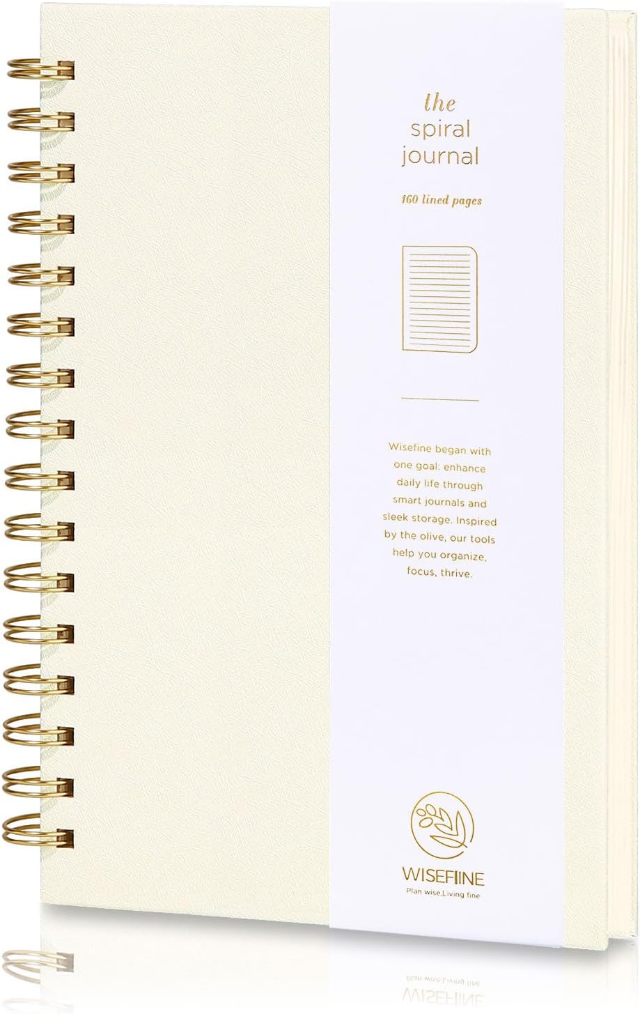 Spiral Journal Notebook with 160 Lined Pages – Hardcover Writing Journal with Gold Twin-Wire Binding, A5 College Ruled Notebooks for Work, School, Travel, Diary, Gift for Women & Men Off White