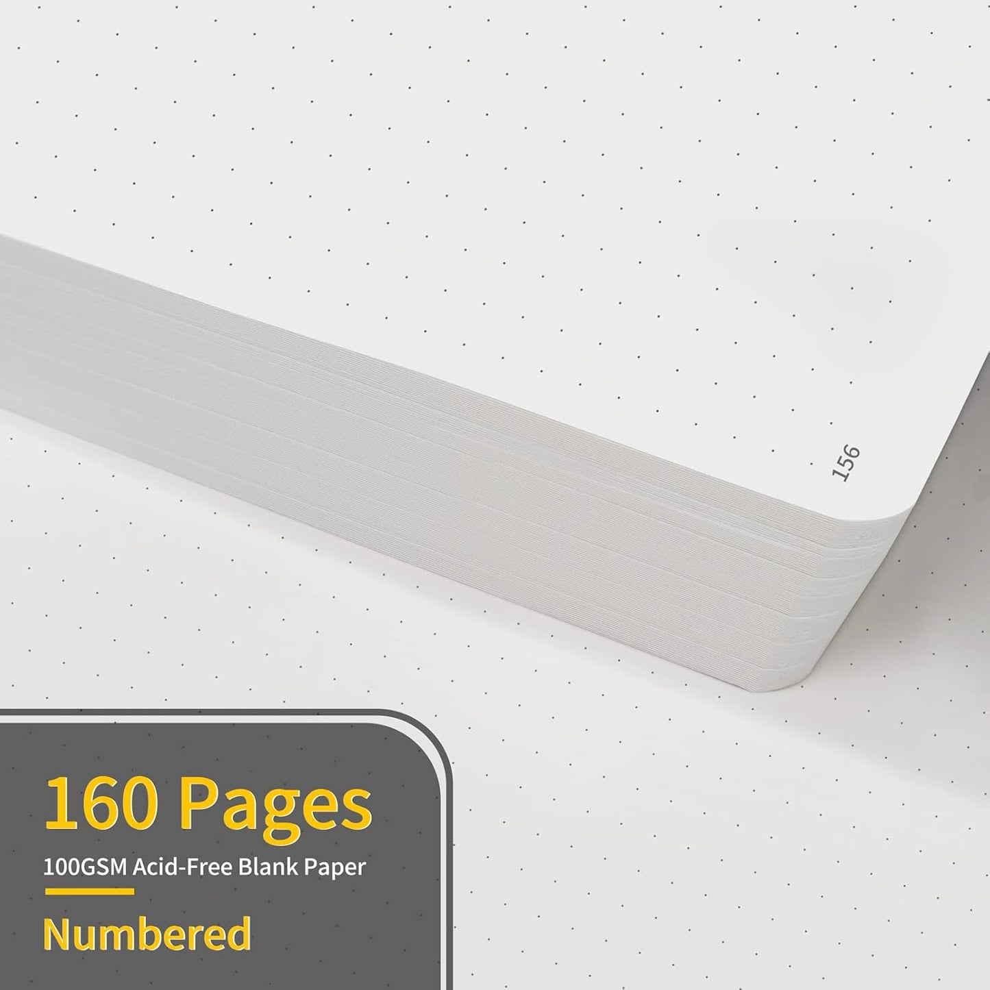 Annecy Numbered Bullet Dotted Journal Notebook, Medium 5.5x 8.25, 160 Pages 100GSM Writing Paper, A5 Turquoise Faux Leather Cover with Pen Loop