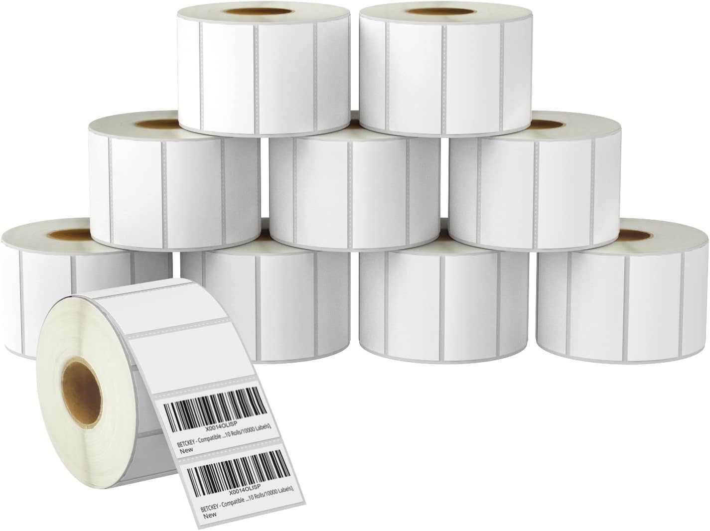 BETCKEY - 2" x 1" (51 mm x 25 mm) UPC Barcode & Address Labels Compatible with Zebra & Rollo Label Printer,Premium Adhesive & Perforated [10 Rolls, 13000 Labels]