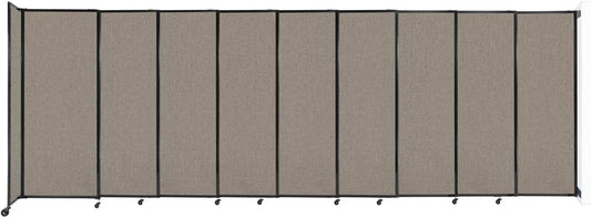 Wall-Mounted Sliding StraightWall Room Divider | Adjustable Widths | Locking Wheels | Room Separator | Up to 19'9" Wide x 6'10" Tall Warm Pebble Fabric Panels