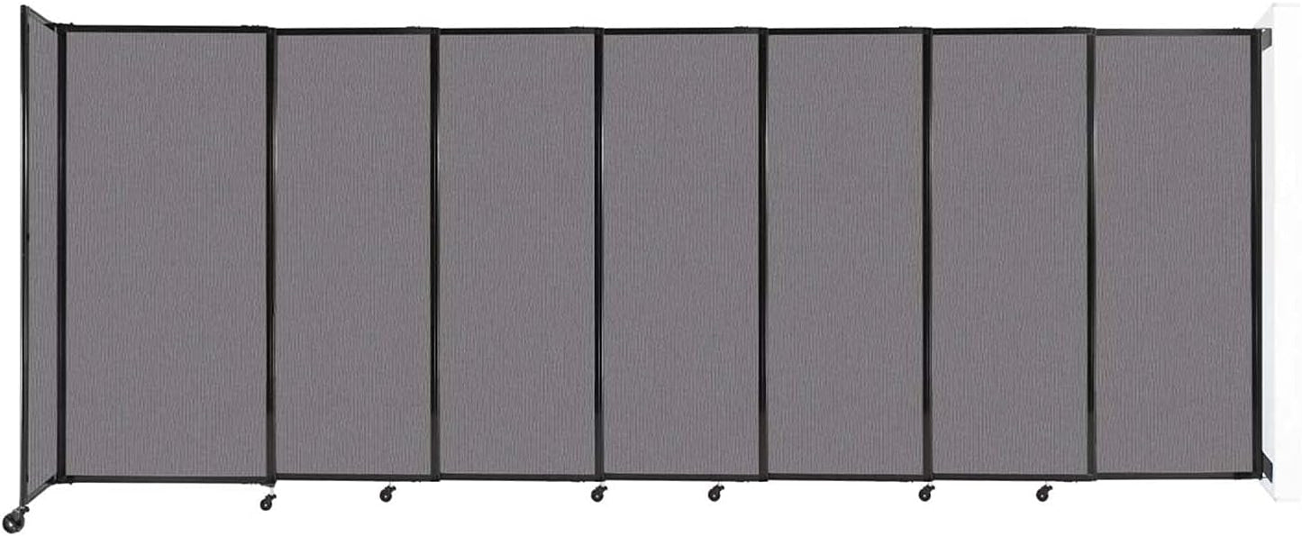 Wall-Mounted Sliding StraightWall Room Divider | Adjustable Widths | Locking Wheels | Room Separator | Up to 15'6" Wide x 6' Tall Slate Fabric Panels