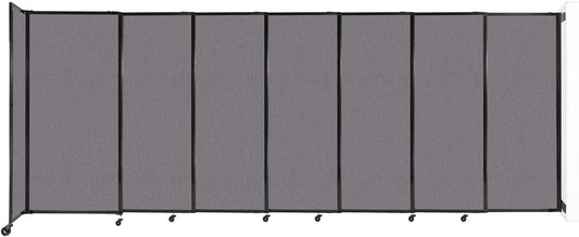 Wall-Mounted Sliding StraightWall Room Divider | Adjustable Widths | Locking Wheels | Room Separator | Up to 15'6" Wide x 6' Tall Slate Fabric Panels