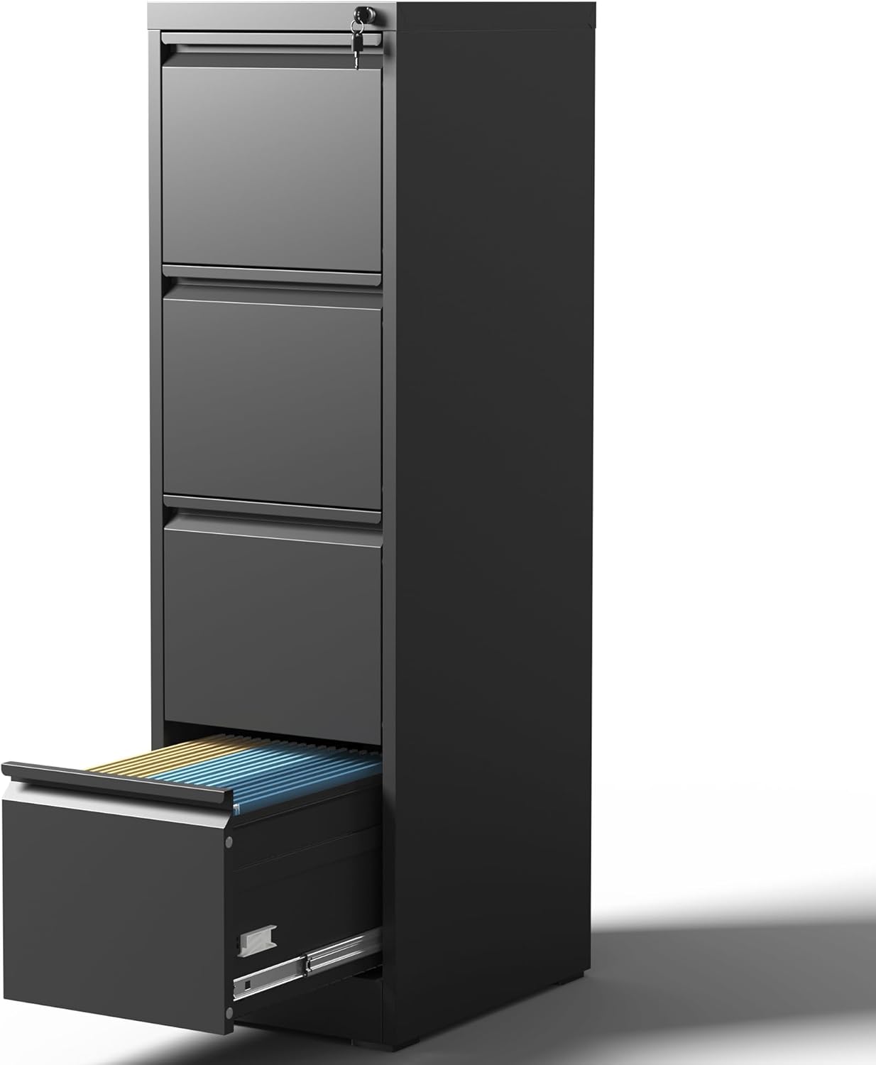 4 Drawer Metal File Cabinet with Lock Heavy Duty Lockable File Cabinets Home Office Steel Filing Cabinet Vertical File Cabinets for Legal/Letter Size File,Assembly Required