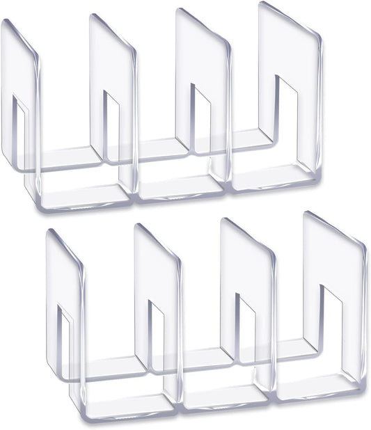LUGUNU Acrylic Clear Purse Divider Organizer Clear Desk File Sorter Divider Mesh Folder Closet Shelf Storage Office Supplies Stand Holder Bookshelf (2 Pack of 3 Sections)