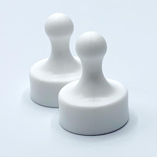 GLASSBOARD STUDIO Powerful Neodymium Magnets, Pawn-Shaped - Strong Fridge/Refrigerator and Whiteboard Magnet, Ideal for Office, Kitchen, Crafts - Rare Earth, Heavy Duty (2, White)
