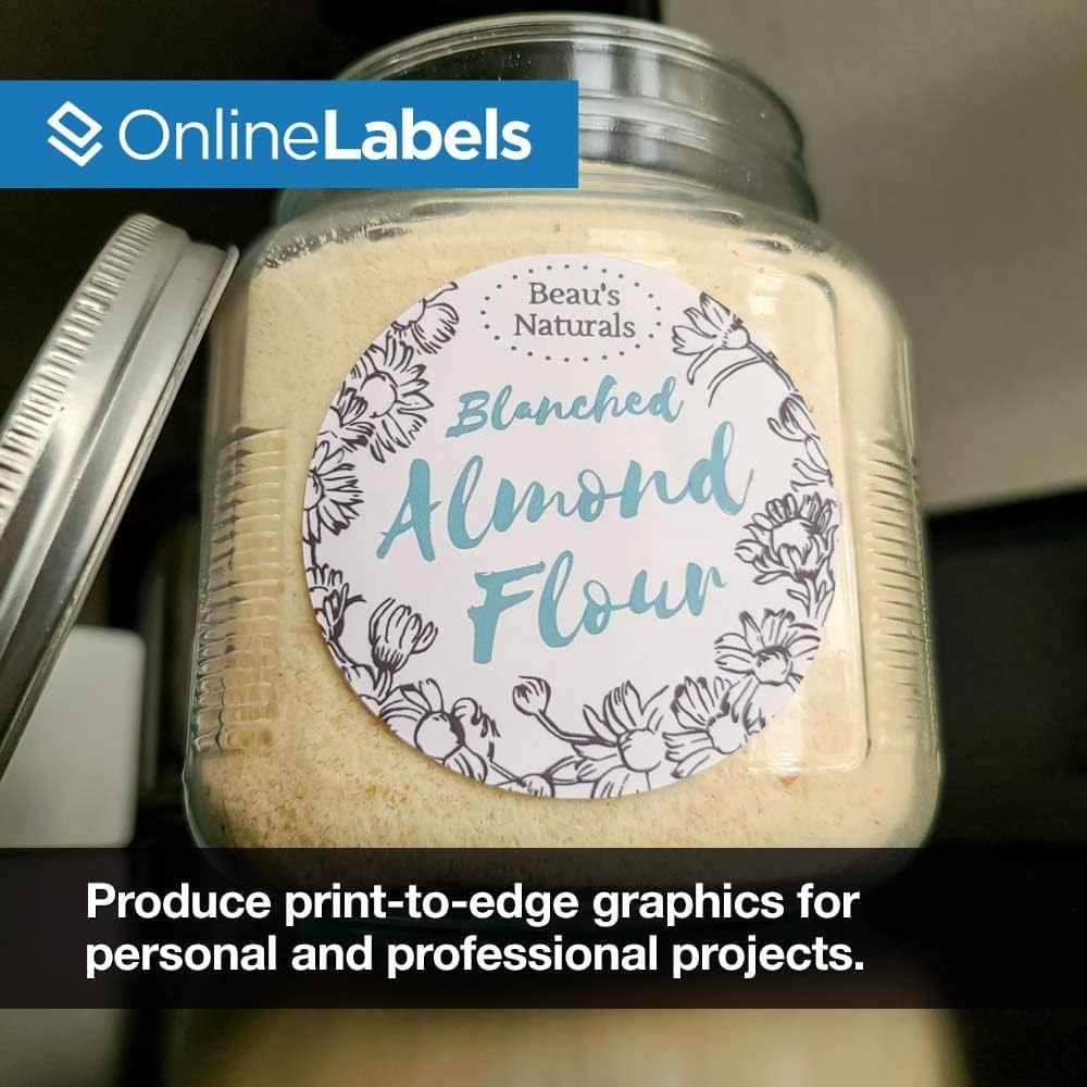 OnlineLabels 3" Round Labels – Permanent Adhesive, White Matte – Great for Organization, Product Labeling, Jar Lids - for Inkjet & Laser Printers – Pack of 1,500 Labels, 250 Sheets OL2279WX