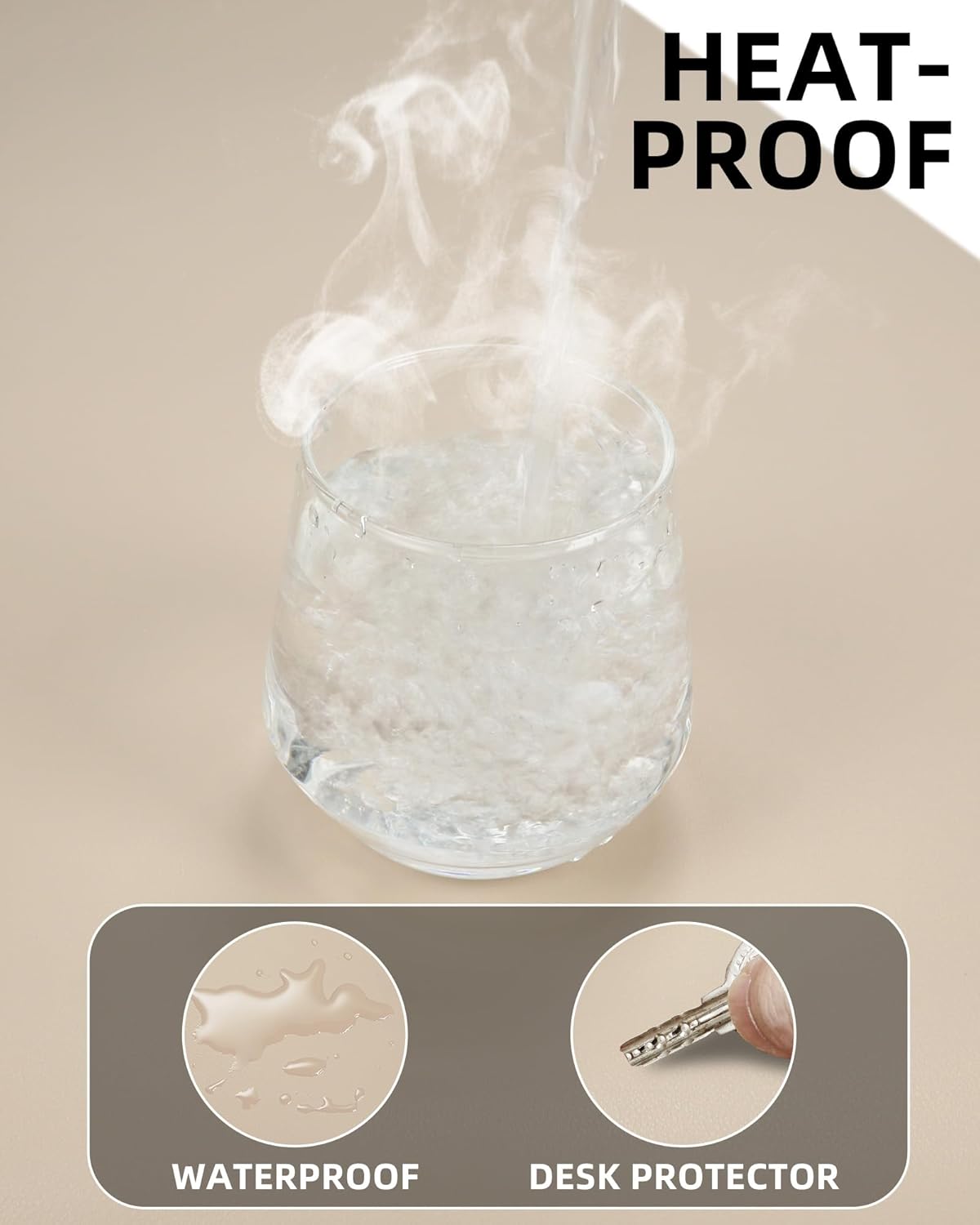 Extra Large Desk Mat - 63"x 17" Non-Slip Desk Pad for Office and Home - Ideal for Large Mouse Pad and Desk Mats on Top of Desks(Beige)