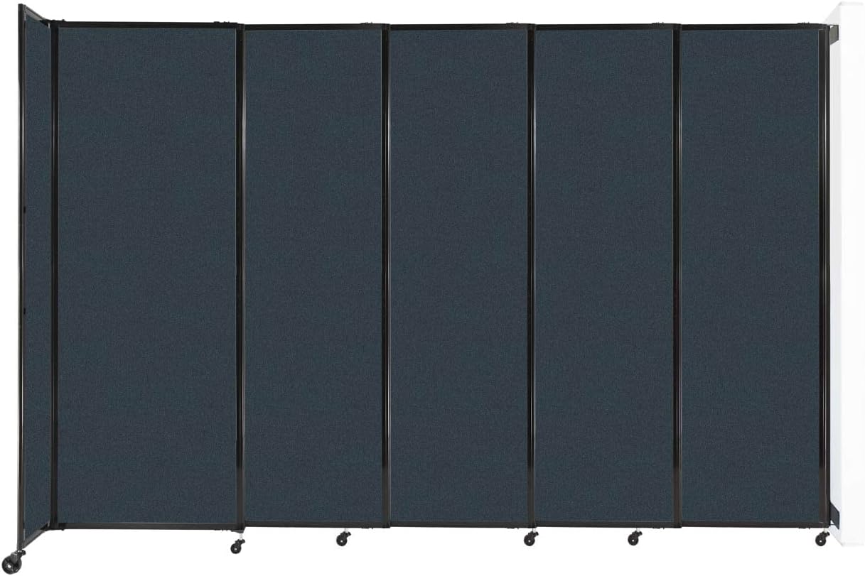 Wall-Mounted Sliding StraightWall Room Divider | Adjustable Widths | Locking Wheels | Room Separator | Up to 11'3" Wide x 7'6" Tall Blue Spruce Fabric Panels