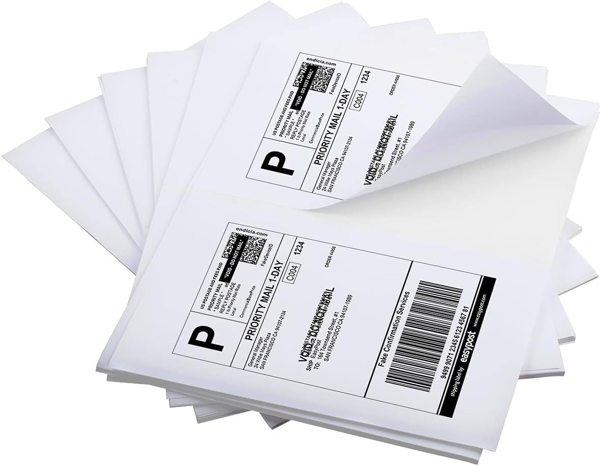 Round Corner Half Sheet Shipping Labels for Laser and Inkjet Printers,8.5" x 5.5" Address Labels Self Adhesive Mailing Labels(150 Sheets, 300 Labels)