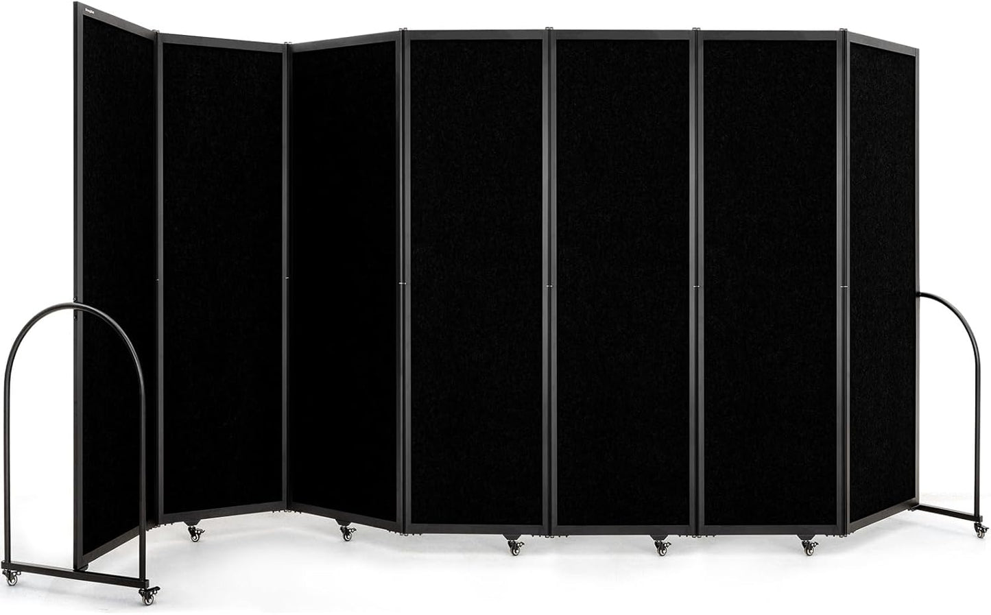 Folding Room Partition,Privacy Room Screen with Arms,Office Dividers Partition Wall,14'3"L* 6'7"H,Black