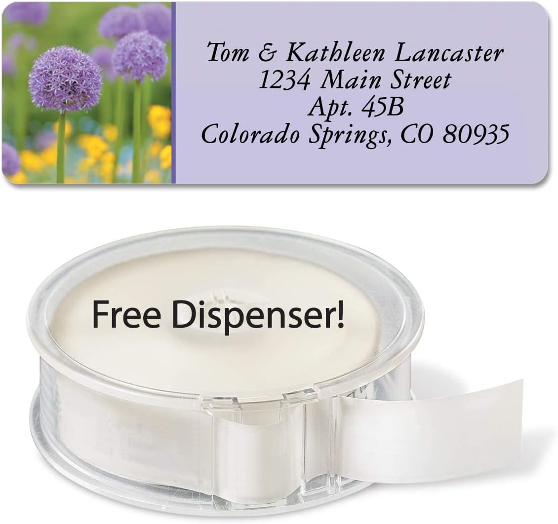 Colorful Images Floral Fantasy Rolled Personalized Return Address Mailing Labels with Dispenser, Customize with Name & Shipping Address, 500 ¾” x 2½” Self Adhesive, Easy Peel Label Roll